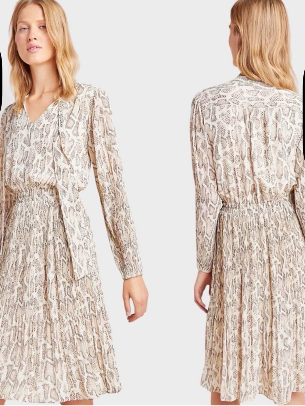Anthropologie Current Air Olivia Long Sleeve Snake Print Dress S NWT